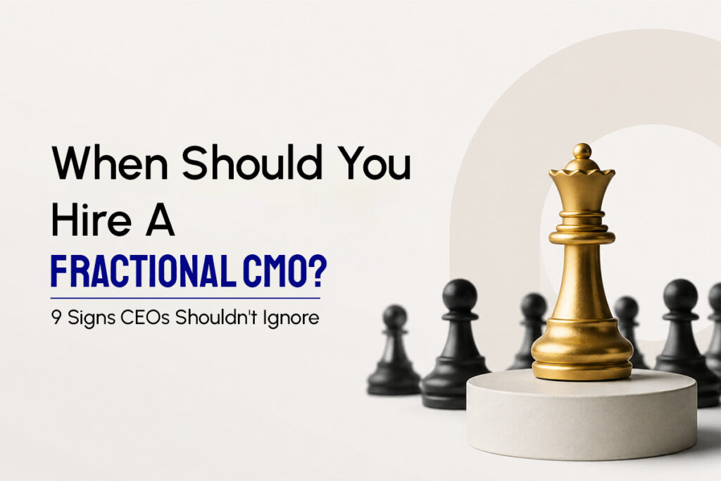Gold chess queen symbolizing strategic leadership for businesses considering hiring a fractional CMO to accelerate growth.