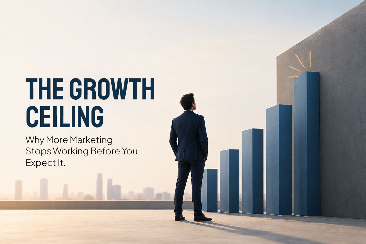 Business growth ceiling showing diminishing returns from increased marketing spend