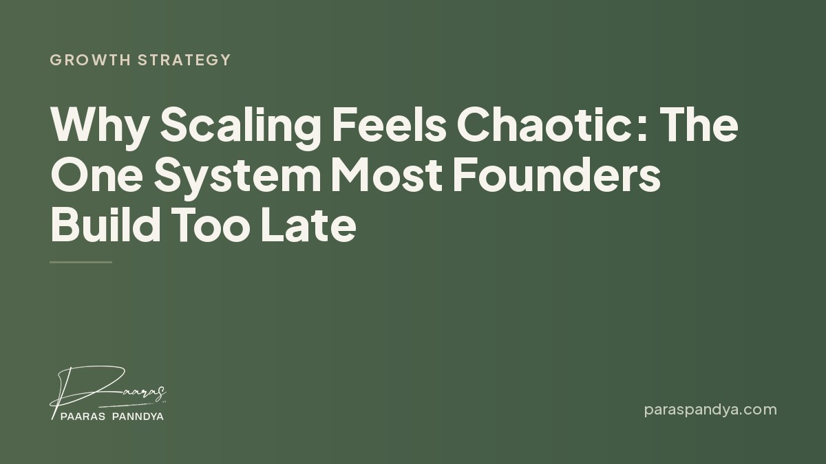Why Scaling Feels Chaotic: The One System Most Founders Build Too Late | Paaras Panndya